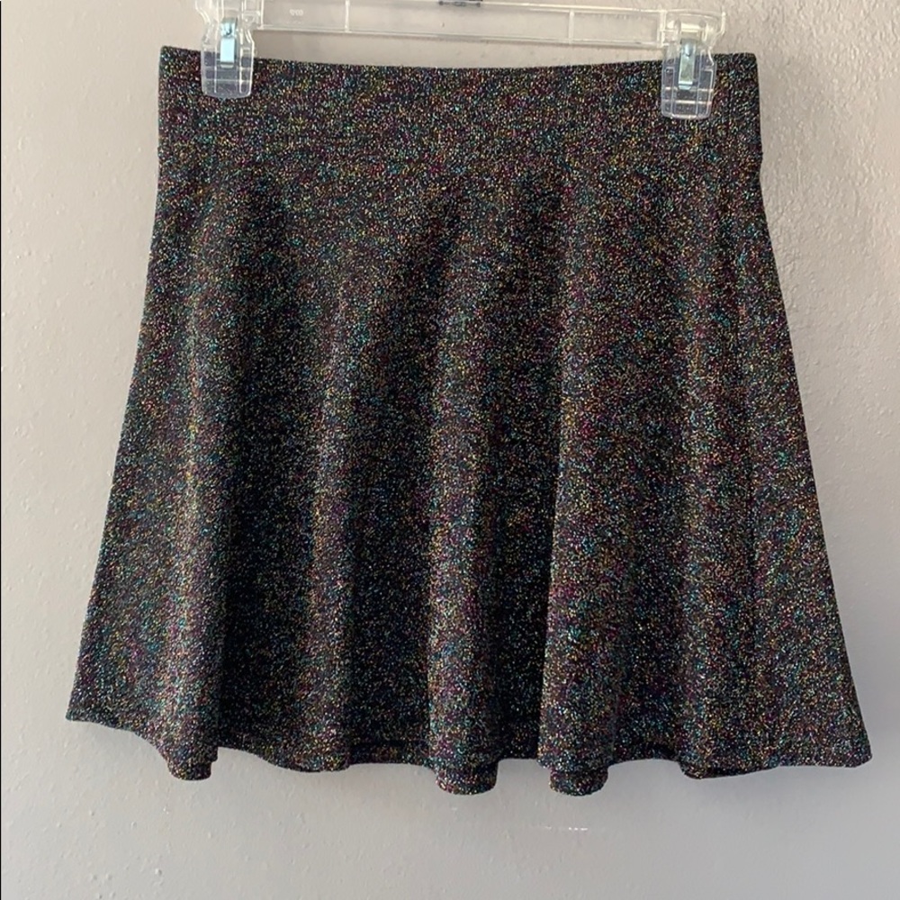 Donating soon! Forever 21 metallic rainbow skater skirt